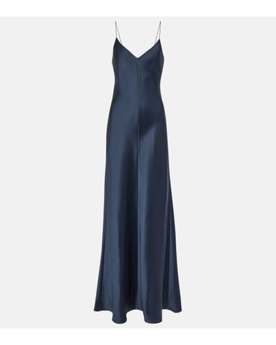 The Row Guinevere Silk Satin Slip Dress - Blue