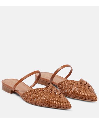 Malone Souliers Marla Faux Leather And Leather Flats - Brown