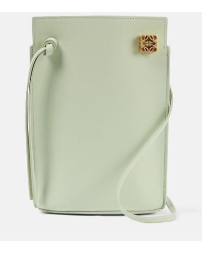 Loewe Dice Pocket Leather Pouch With Strap - Green