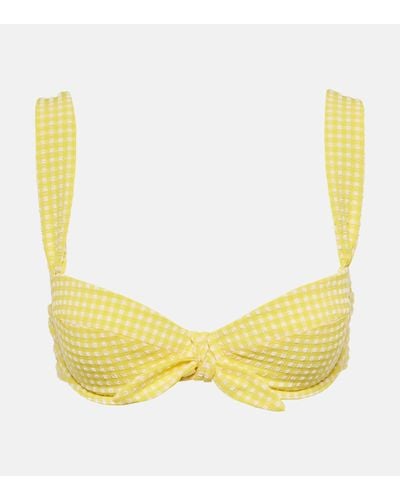 Heidi Klein Cape Town Checked Bikini Top - Yellow