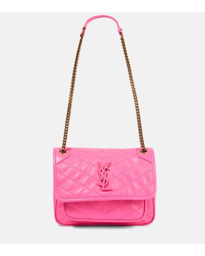 Saint Laurent Niki Baby Leather Shoulder Bag - Pink