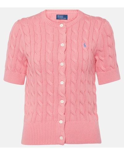Polo Ralph Lauren Plaited Cardigan With Short Sleeves - Pink