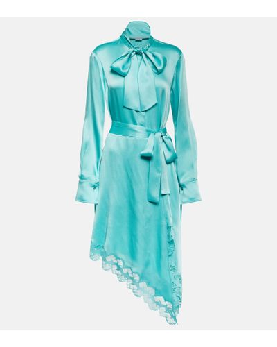 Stella McCartney Lace-trimmed Satin Midi Dress - Blue