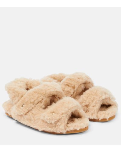 Max Mara Sandales Sandya en shearling - Neutre