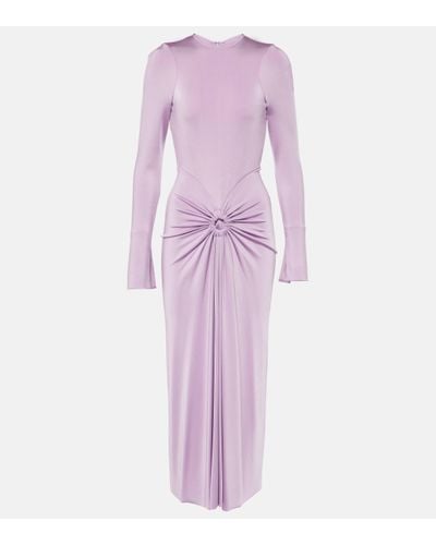 Victoria Beckham Gathered Jersey Midi Dress - Purple