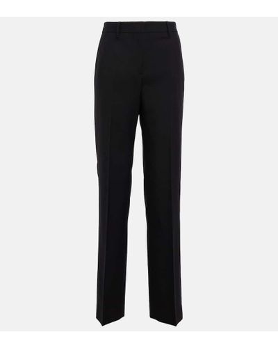 Burberry High-rise Virgin Wool Straight Pants - Black