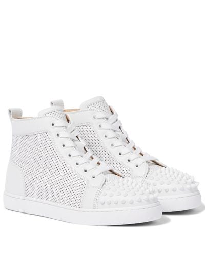 Christian Louboutin Lou Spikes Leather High-top Trainer - White