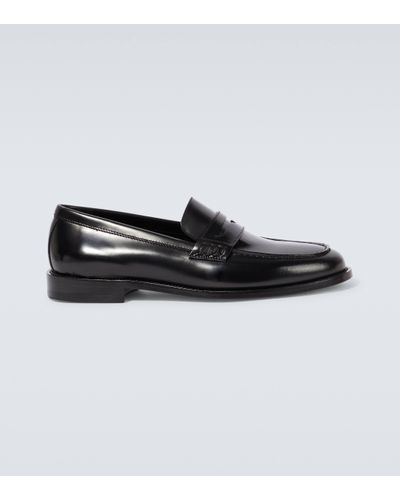 Manolo Blahnik Perry Leather Penny Loafers - Black