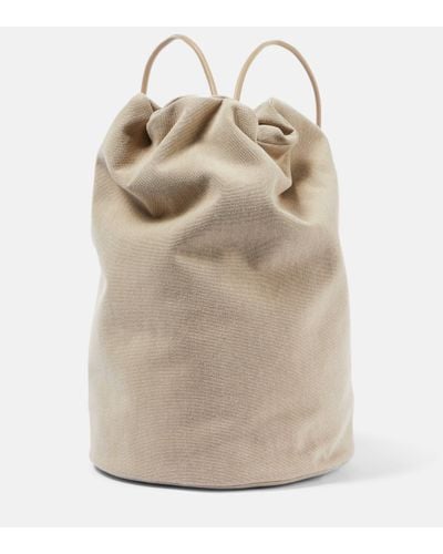 The Row Sporty Leather-trimmed Backpack - Natural