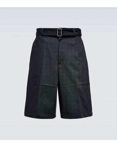 Jil Sander Shorts in gabardine di lana con cintura - Nero