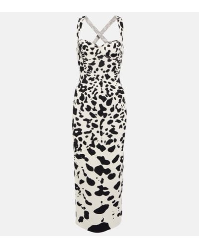 Galvan London Orchid Animal-print Jersey Midi Dress - White