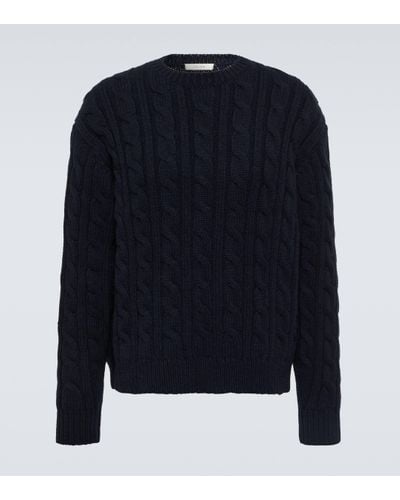 The Row Aldo Cable-knit Wool-blend Jumper - Blue