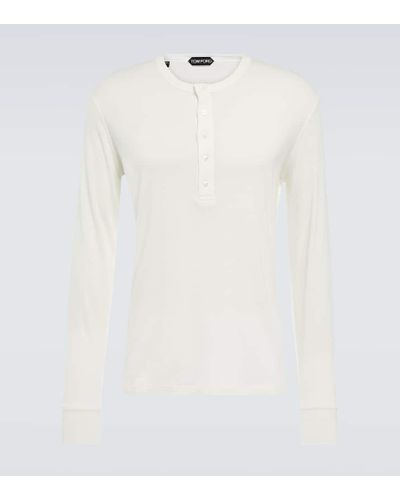 Tom Ford Henley-Hemd aus einem Baumwollgemisch - Weiß