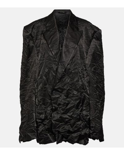 Balenciaga Steroid Oversized Satin Blazer - Black
