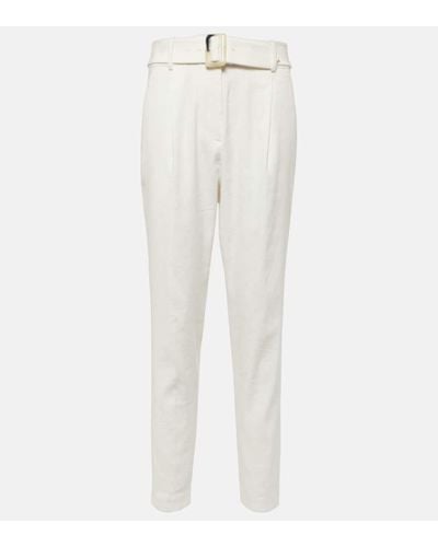 Veronica Beard Sofia High-rise Linen-blend Tapered Pants - White