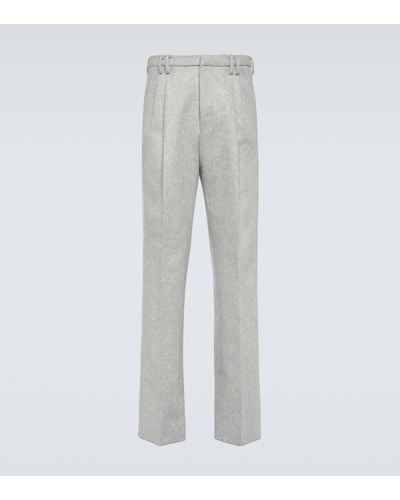 Zegna High-rise Wool-blend Trousers - Grey