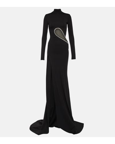 David Koma Panelled Embellished Jersey Gown - Black