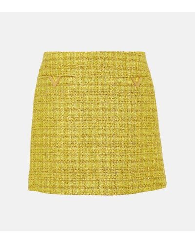 Valentino Vgold Tweed Miniskirt - Yellow