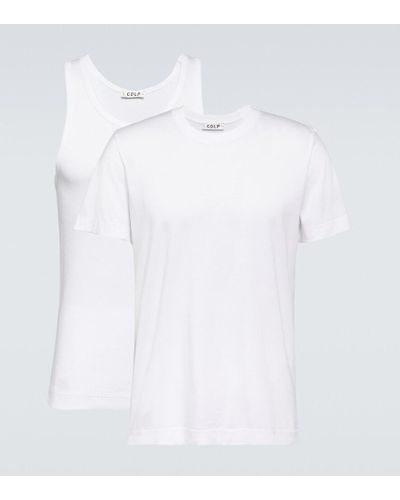 CDLP Set aus T-Shirt und Top aus Jersey - Weiß