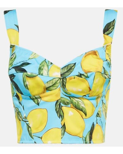 Dolce & Gabbana Top bustier en mezcla de algodon estampado - Multicolor