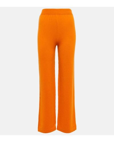 Barrie High-rise Wide-leg Cashmere Trousers - Orange