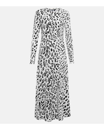 Polo Ralph Lauren Leopard-print Wool-blend Maxi Dress - White