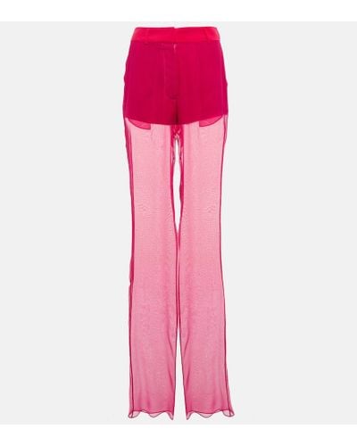 Nensi Dojaka Mid-Rise-Hose aus Seide - Pink