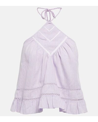 Isabel Marant Lisio Halterneck Cotton-blend Top - Purple