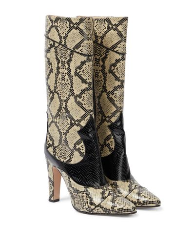 Gucci Python-effect Knee-high Boots - Natural