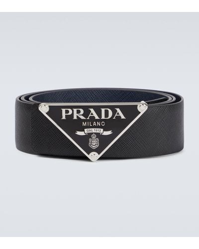 Prada Ceinture en cuir a logo - Noir