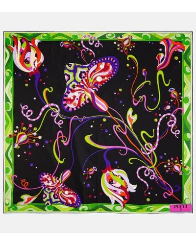 Emilio Pucci Foulard in twill di seta con stampa - Multicolore
