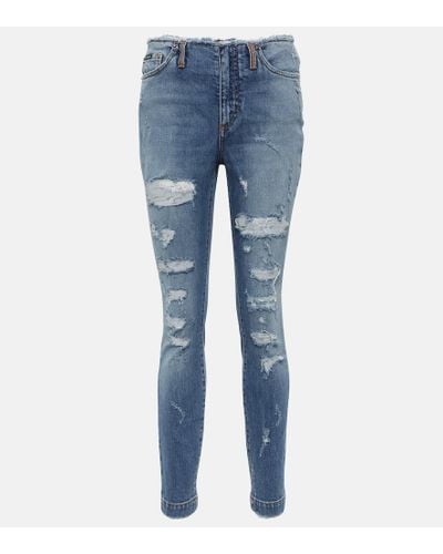 Dolce & Gabbana Distressed Skinny Jeans - Blue