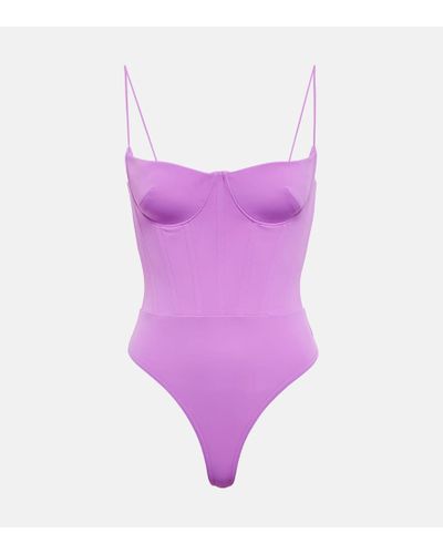 Alex Perry Carsen Corset Bodysuit - Purple