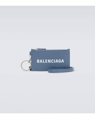 Balenciaga Porte-cartes Cash a logo - Bleu