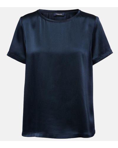 Max Mara T-Shirt Rebecca aus Satin - Blau