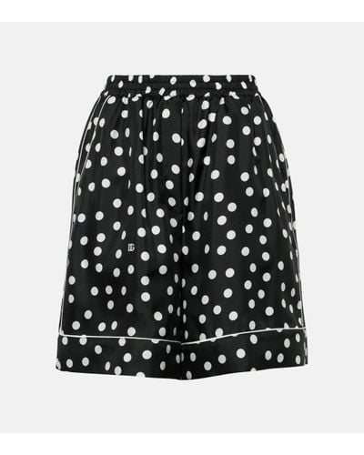 Dolce & Gabbana Capri Polka-dot Silk Satin Shorts - Black