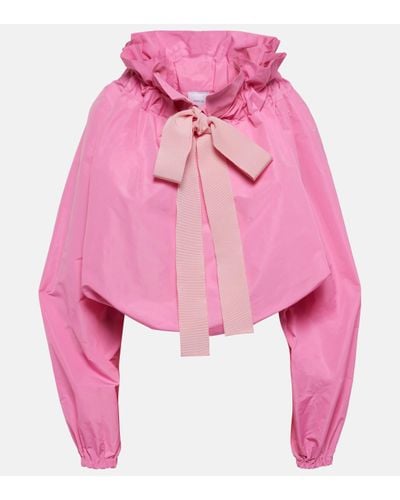 Patou Tie-neck Oversized Faille Top - Pink