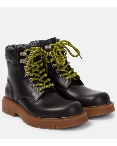 Bottega Veneta Haddock Leather Combat Boots - Black