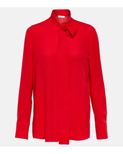 Valentino Bow-detail Silk Blouse - Red