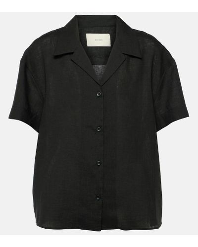 Asceno Camisa Prague de lino - Negro