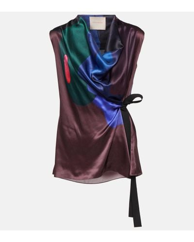 ROKSANDA Printed Self-tie Silk Top - Multicolour