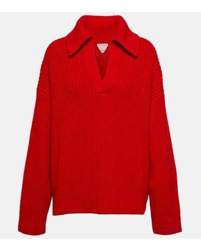 Bottega Veneta Wool And Cashmere Polo Sweater - Red