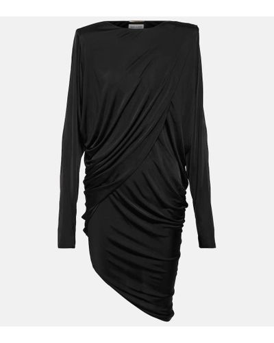Saint Laurent Draped Jersey Minidress - Black