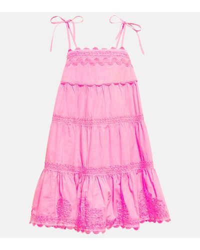Juliet Dunn Embroidered Cotton Minidress - Pink