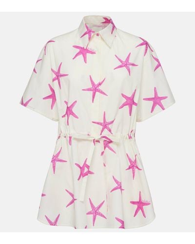 Valentino Printed Cotton Minidress - Pink