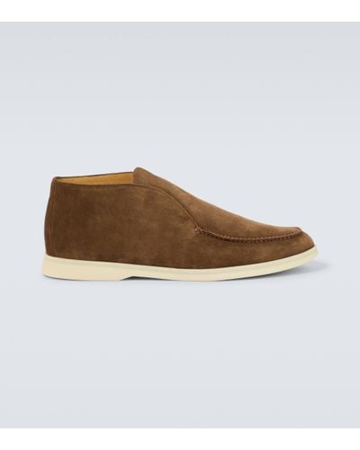 Loro Piana Open Walk Suede Ankle Boots - Brown