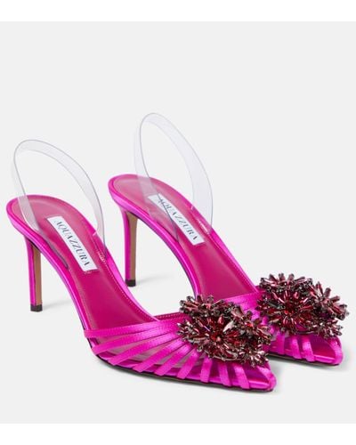 Aquazzura Crystal Margarita Slingback Court Shoes - Pink
