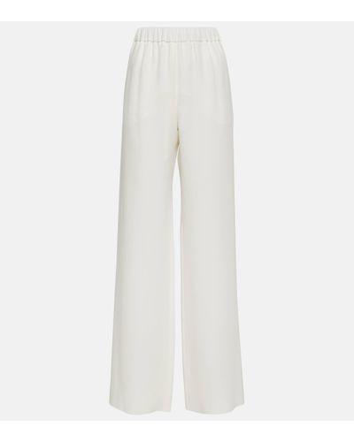 Valentino Pantalon ample a taille haute en soie - Blanc