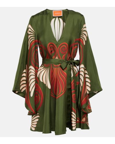 La DoubleJ Magnifico Printed Silk Twill Minidress - Green