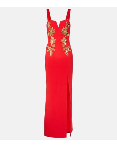 Rebecca Vallance Versaille Sequined Crepe Gown - Red